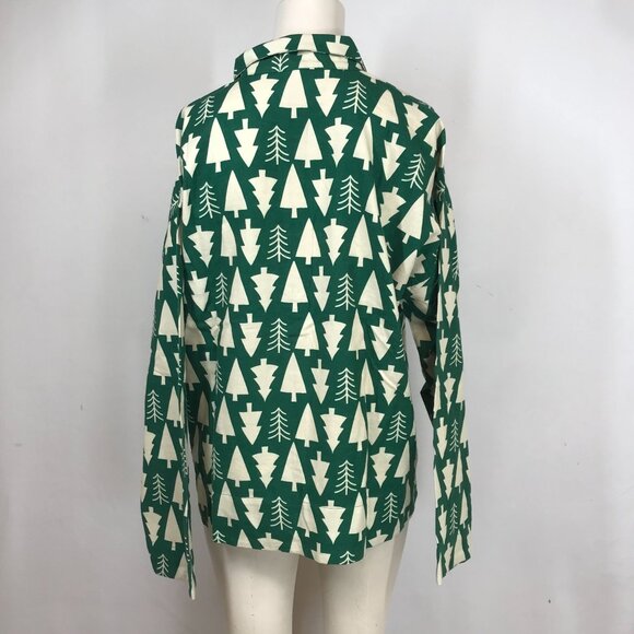 HANNA ANDERSSON - WOMEN'S SMALL -GREEN LONG SLEEVE BUTTON COLLARED COTTON PAJAMA - Picture 5 of 8